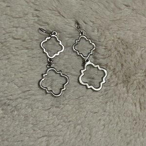 Silver Dangle Earrings with Quatrefoil Design